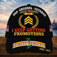 Dad Grandpa Veteran Great-Grandpa I Keep Getting Promotions Cap