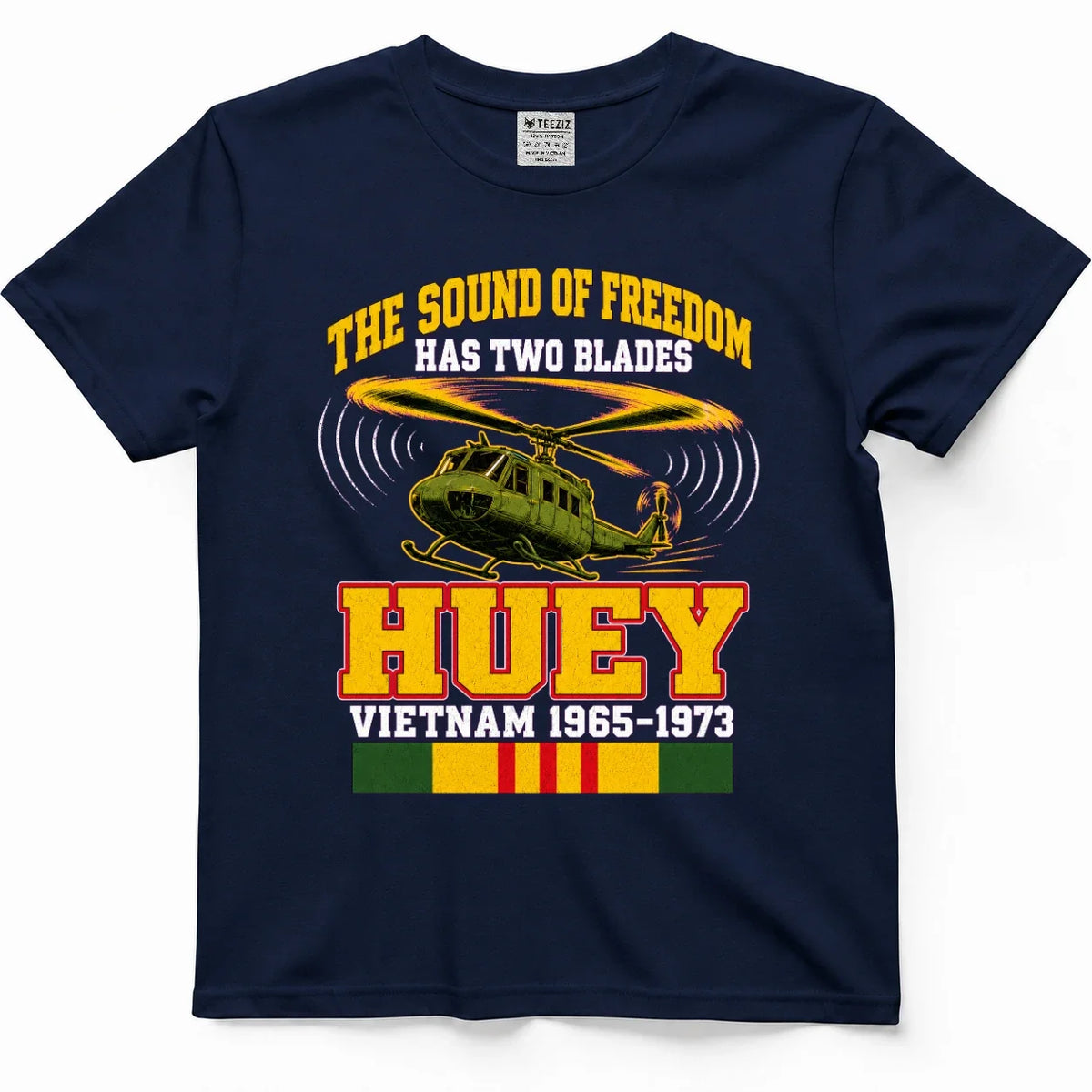 The Sound Of Freedom Has Two Blades Helicopter Veteran Tee – view 3