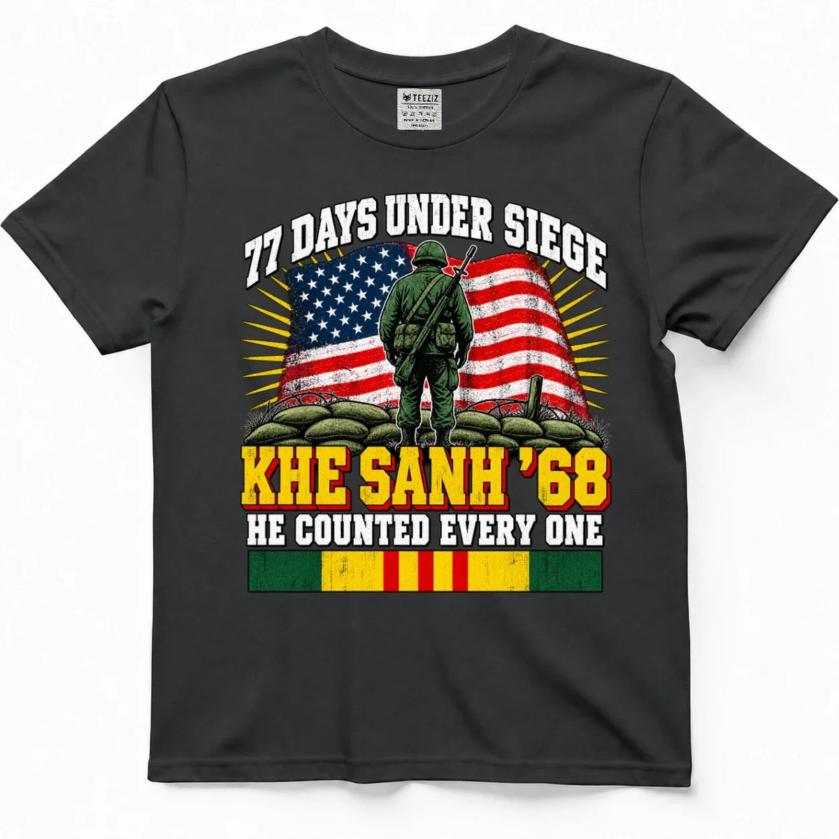 77 Days Under Siege, Khe Sanh '68 Vietnam Veteran Tee – view 4