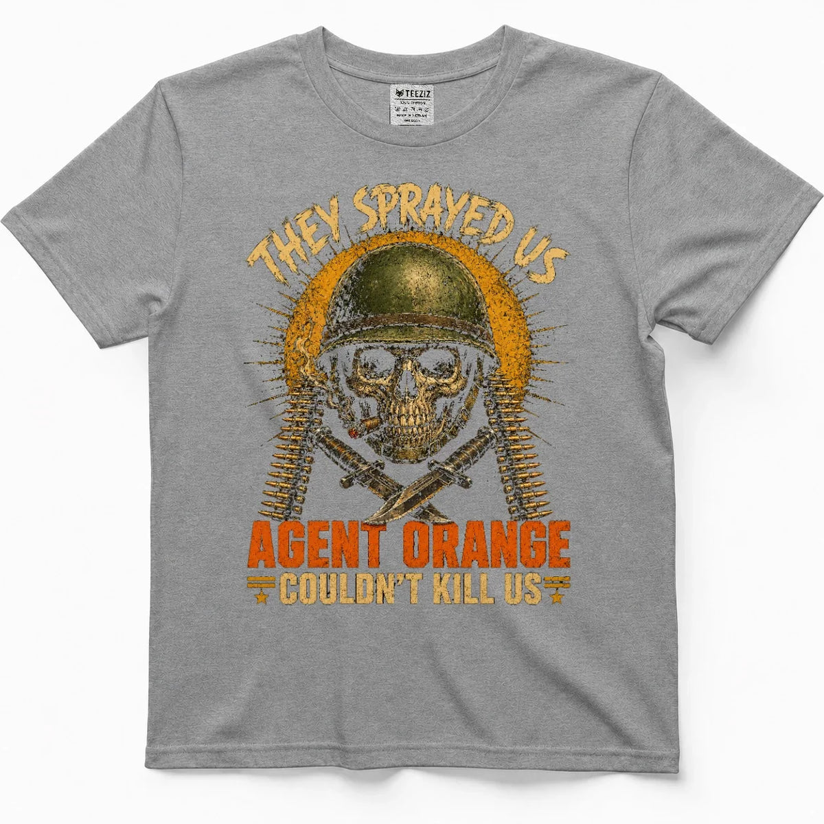 They Sprayed Us, Couldn't Kill Us Agent Orange Skull Shirt – view 6