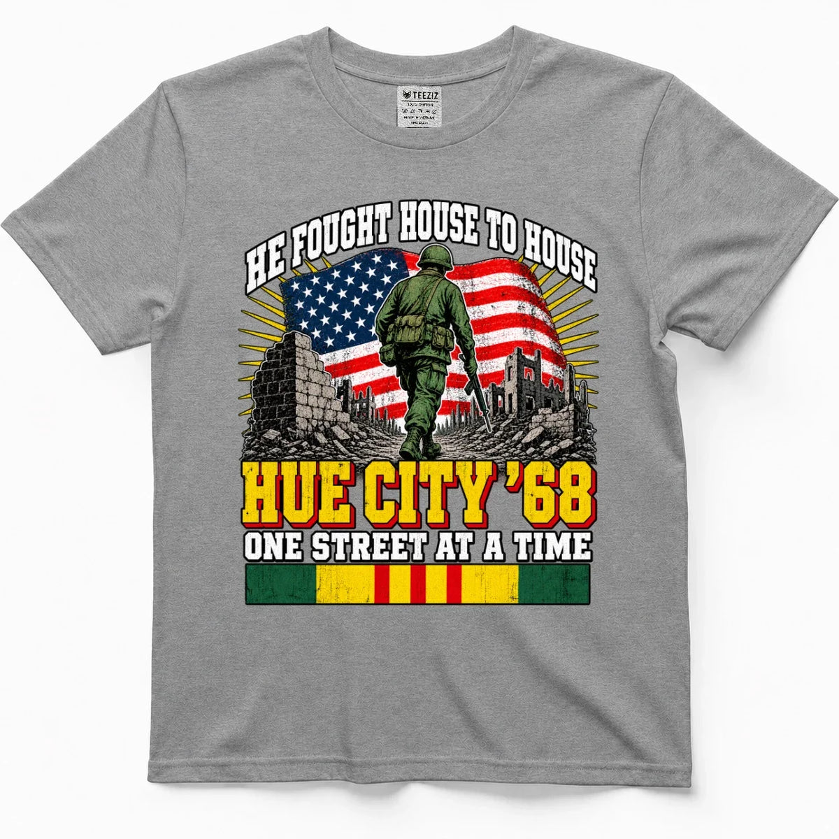 He Fought House To House, Hue City '68 Vietnam Veteran Tee – view 6