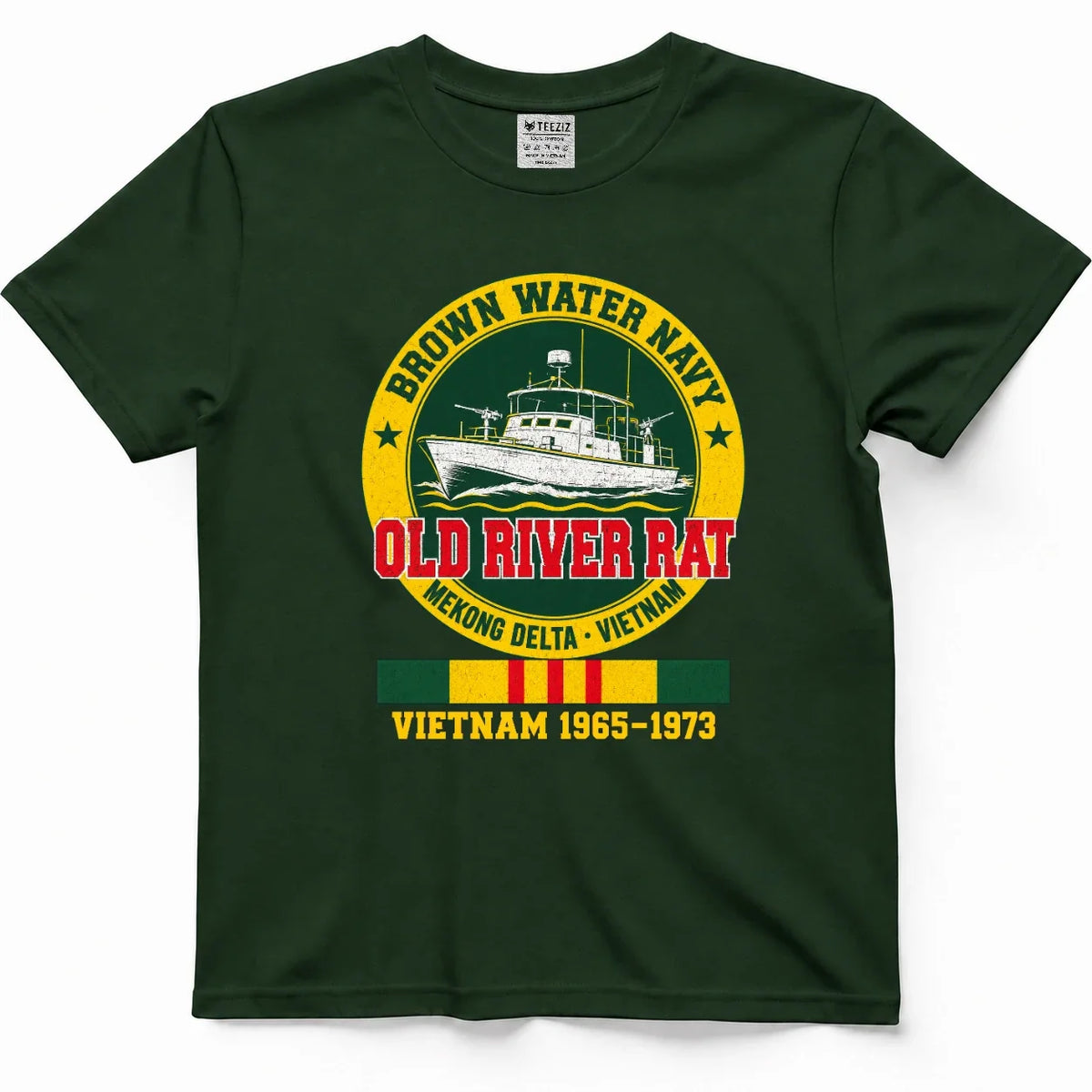 Brown Water Old River Rat Vietnam Veteran Tee – view 4