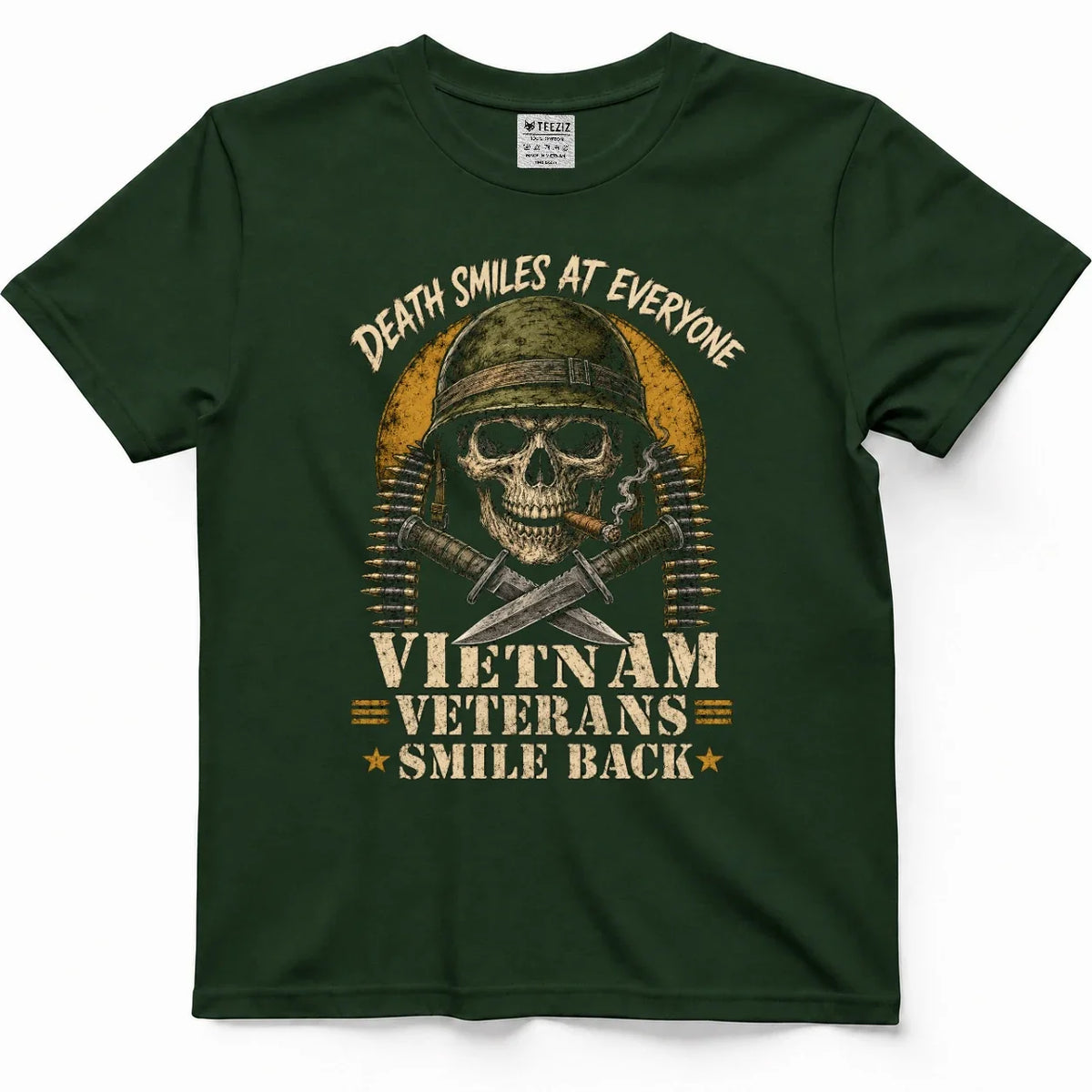 Death Smiles At Everyone, Vietnam Veterans Smile Back Tee – view 4