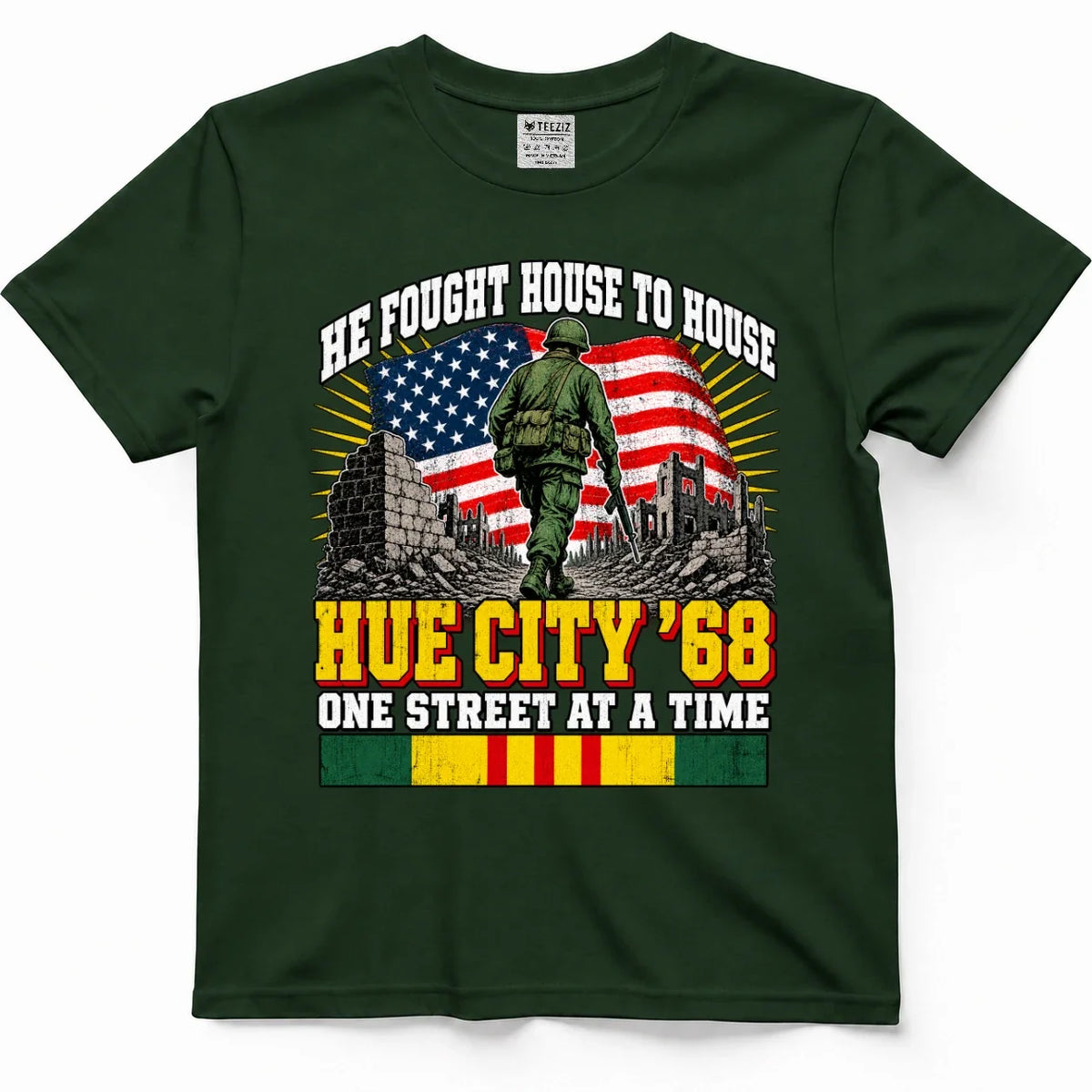 He Fought House To House, Hue City '68 Vietnam Veteran Tee – view 4