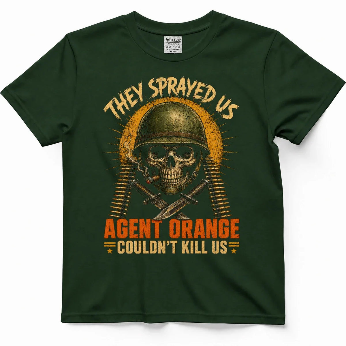 They Sprayed Us, Couldn't Kill Us Agent Orange Skull Shirt – view 4