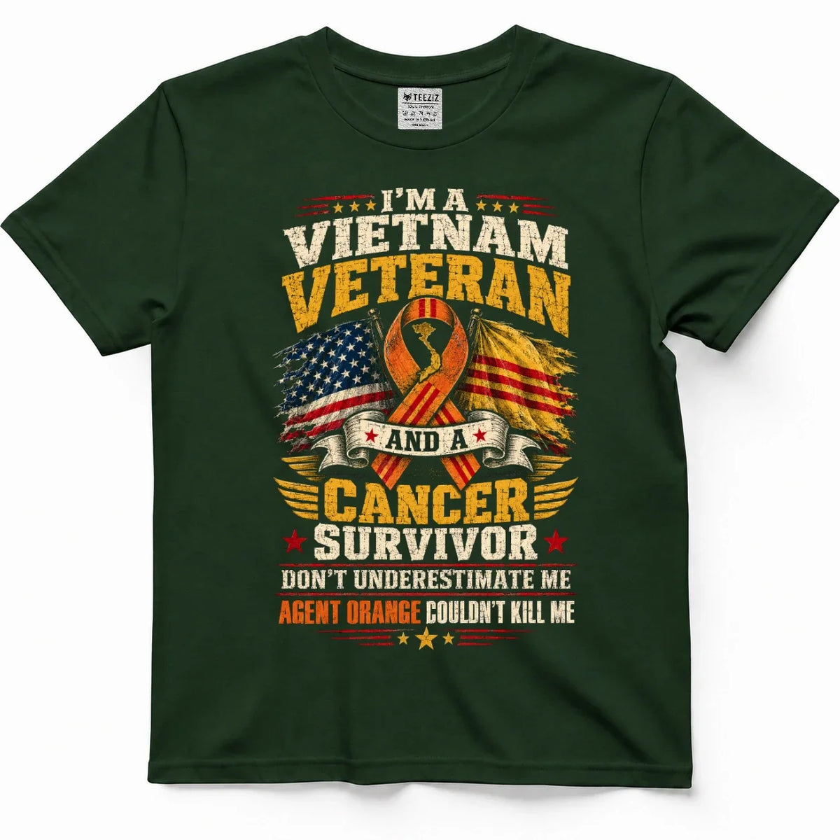 Vietnam Veteran & Cancer Survivor Agent Orange Tee – view 4
