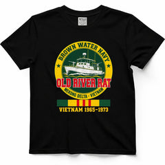 Brown Water Old River Rat Vietnam Veteran Tee