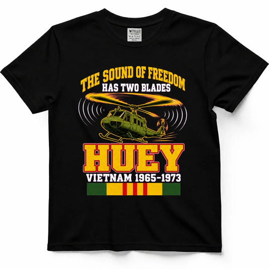 The Sound Of Freedom Has Two Blades Helicopter Veteran Tee by OLDMANVET