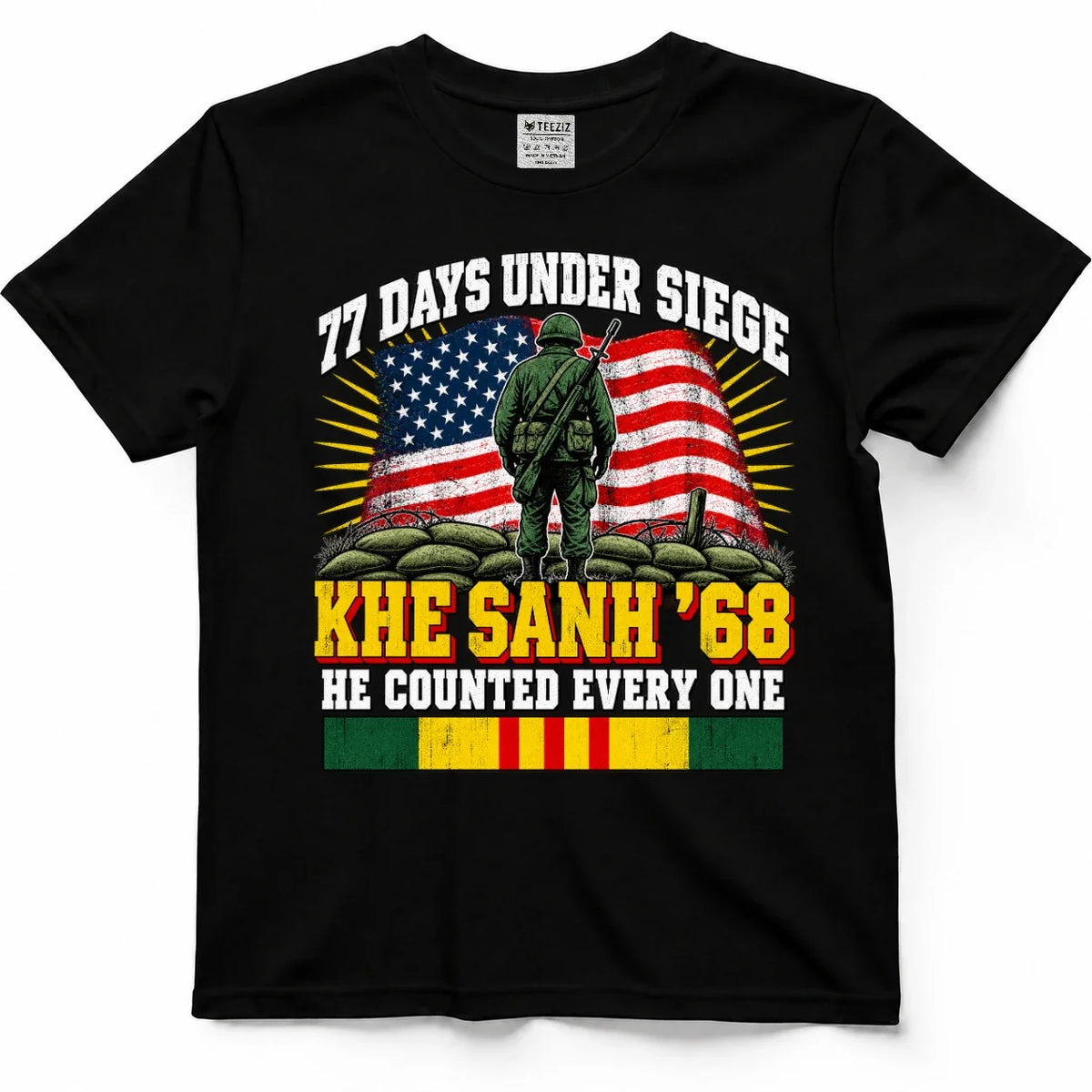 77 Days Under Siege, Khe Sanh '68 Vietnam Veteran Tee by OLDMANVET