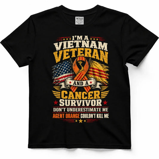 Vietnam Veteran & Cancer Survivor Agent Orange Tee by OLDMANVET