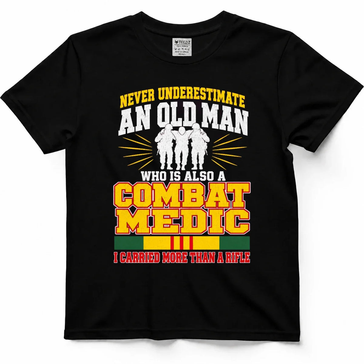 Never Underestimate An Old Man Who Is Also A Combat Medic Tee by OLDMANVET