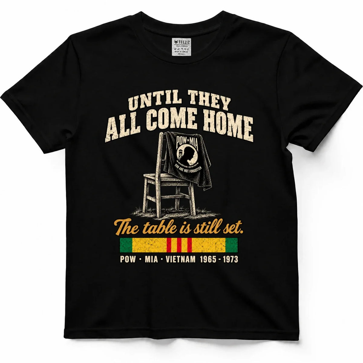 Until They All Come Home POW MIA Empty Chair Shirt by OLDMANVET