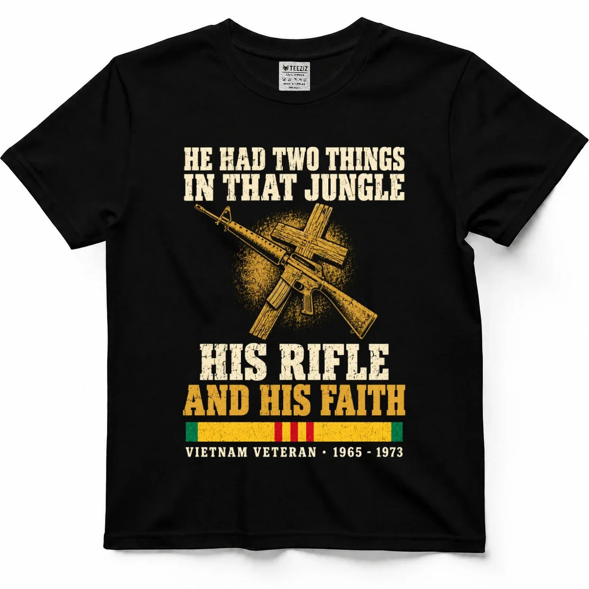 He Had Two Things In That Jungle, His Rifle And His Faith Shirt by OLDMANVET