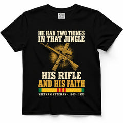 He Had Two Things In That Jungle, His Rifle And His Faith Shirt