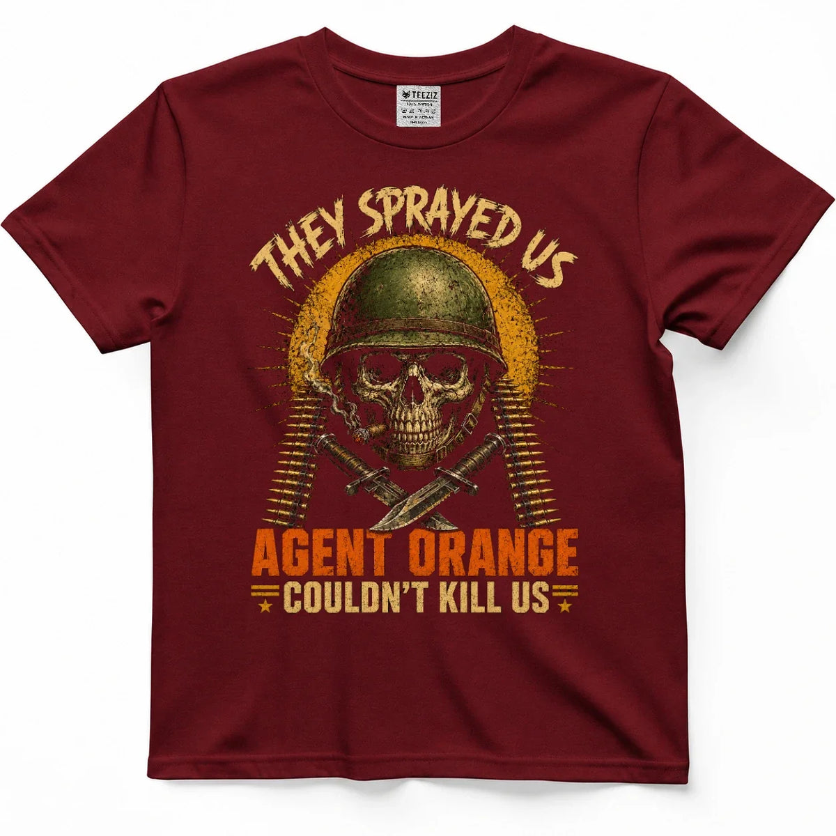 They Sprayed Us, Couldn't Kill Us Agent Orange Skull Shirt – view 2