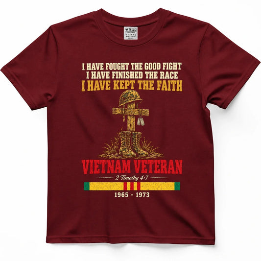 I Have Fought The Good Fight – 2 Timothy 4:7 Vietnam Veteran Shirt – view 2