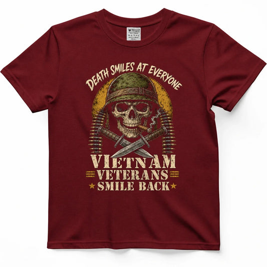 Death Smiles At Everyone, Vietnam Veterans Smile Back Tee – view 2