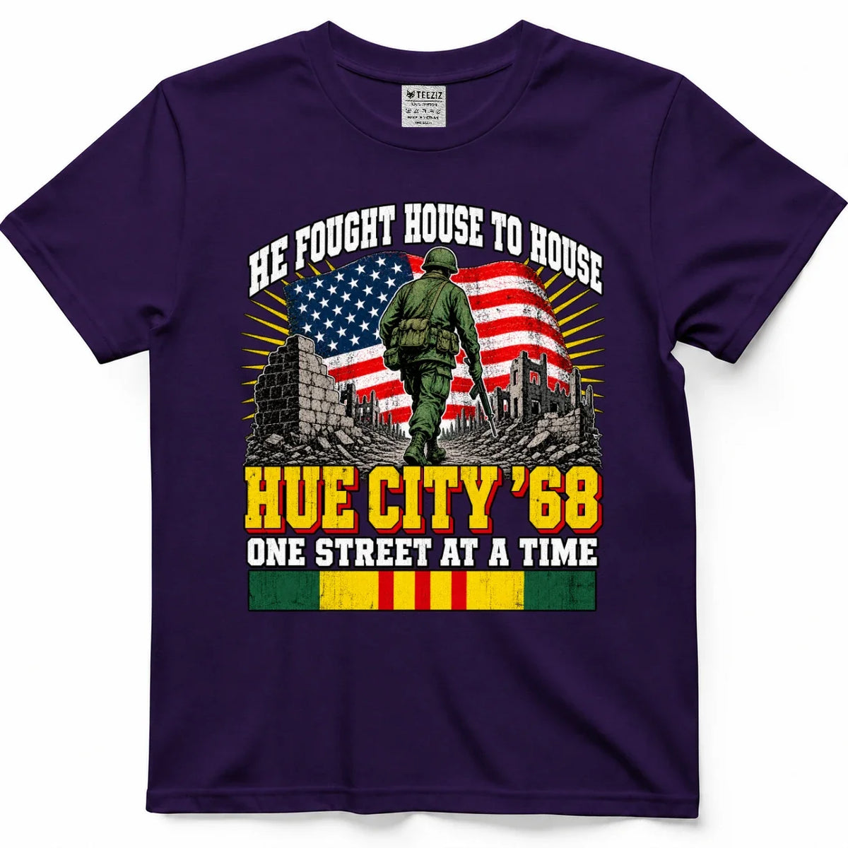 He Fought House To House, Hue City '68 Vietnam Veteran Tee – view 7