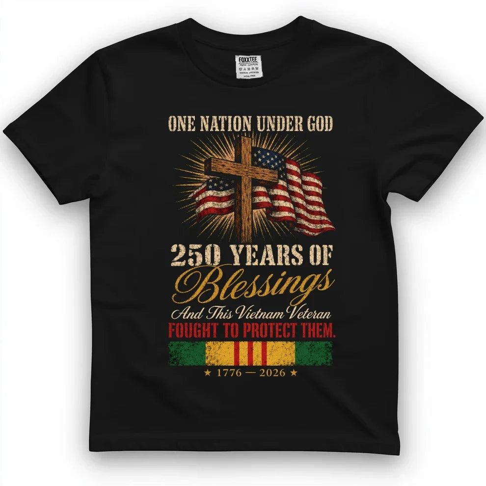 One Nation Under God, 250 Years Of Blessings Tee by OLDMANVET