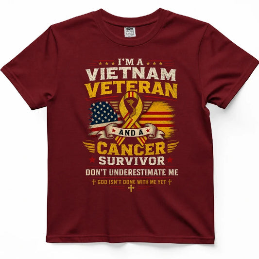 I'm A Vietnam Veteran And A Cancer Survivor Tee – view 2