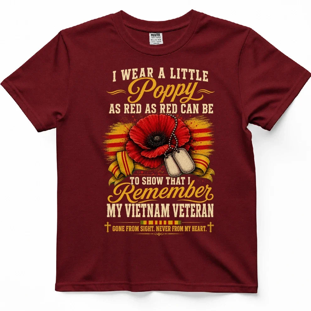 I Wear A Little Poppy For My Vietnam Veteran Tee – view 2