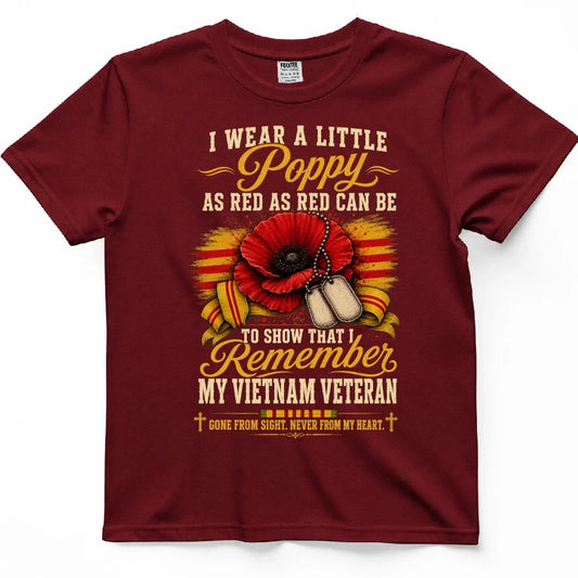 I Wear A Little Poppy For My Vietnam Veteran Tee – view 2