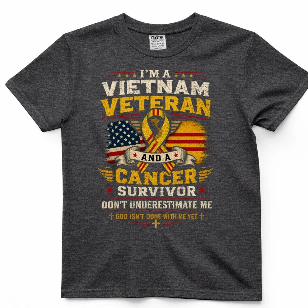 I'm A Vietnam Veteran And A Cancer Survivor Tee – view 5