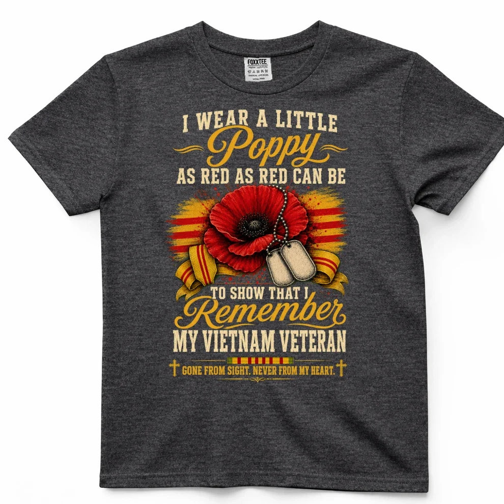 I Wear A Little Poppy For My Vietnam Veteran Tee – view 5