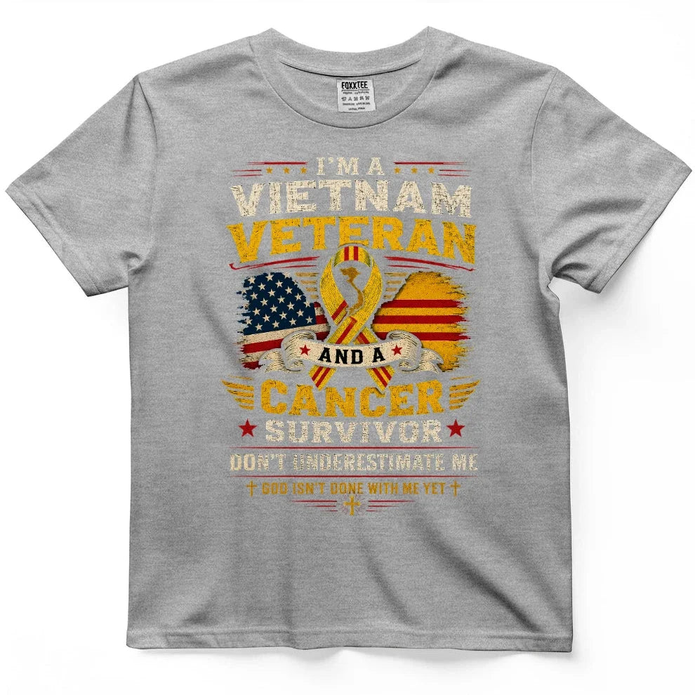 I'm A Vietnam Veteran And A Cancer Survivor Tee – view 6