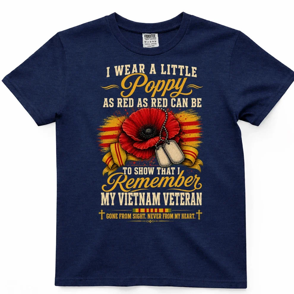 I Wear A Little Poppy For My Vietnam Veteran Tee – view 3