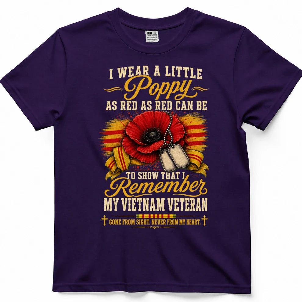 I Wear A Little Poppy For My Vietnam Veteran Tee – view 7
