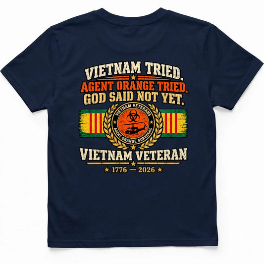 Vietnam Tried Back Print T Shirt Back Print – Saigon Navy by OLDMANVET