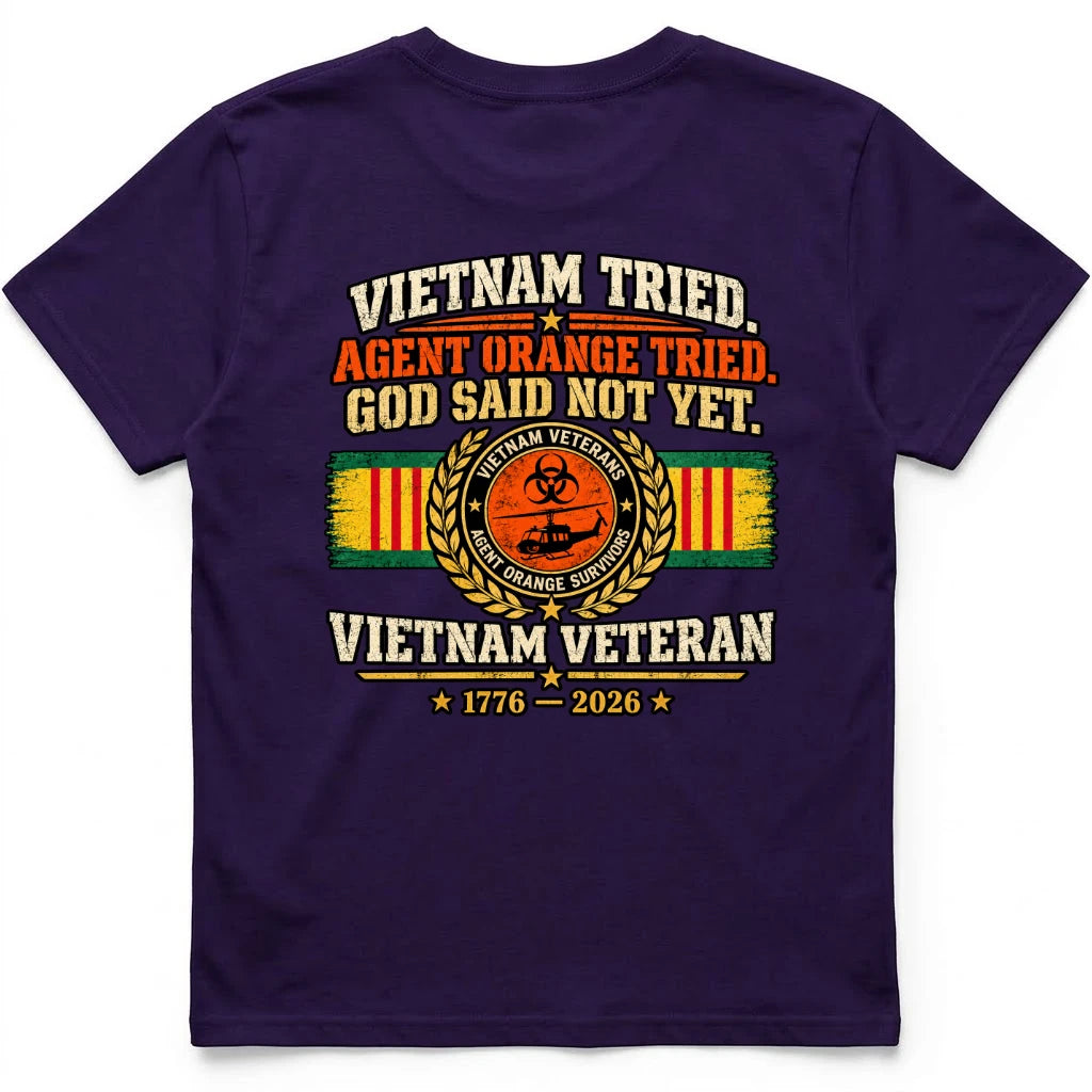 Vietnam Tried Back Print T Shirt Back Print – POW Purple by OLDMANVET