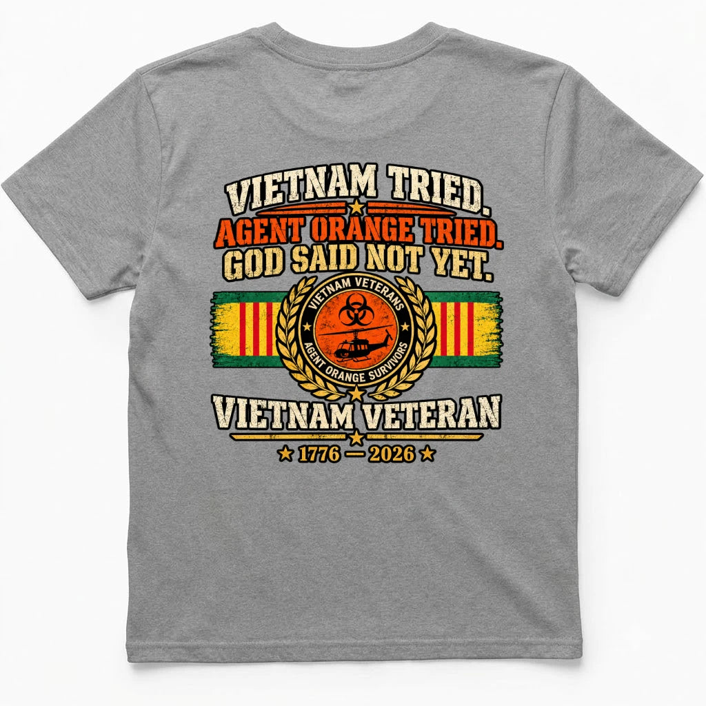 Vietnam Tried Back Print T Shirt Back Print – Mekong Gray by OLDMANVET