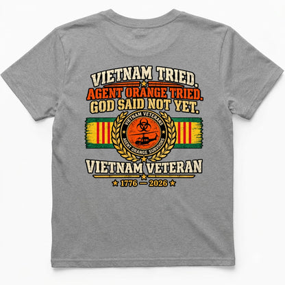 Vietnam Tried Back Print T Shirt Back Print – Mekong Gray by OLDMANVET