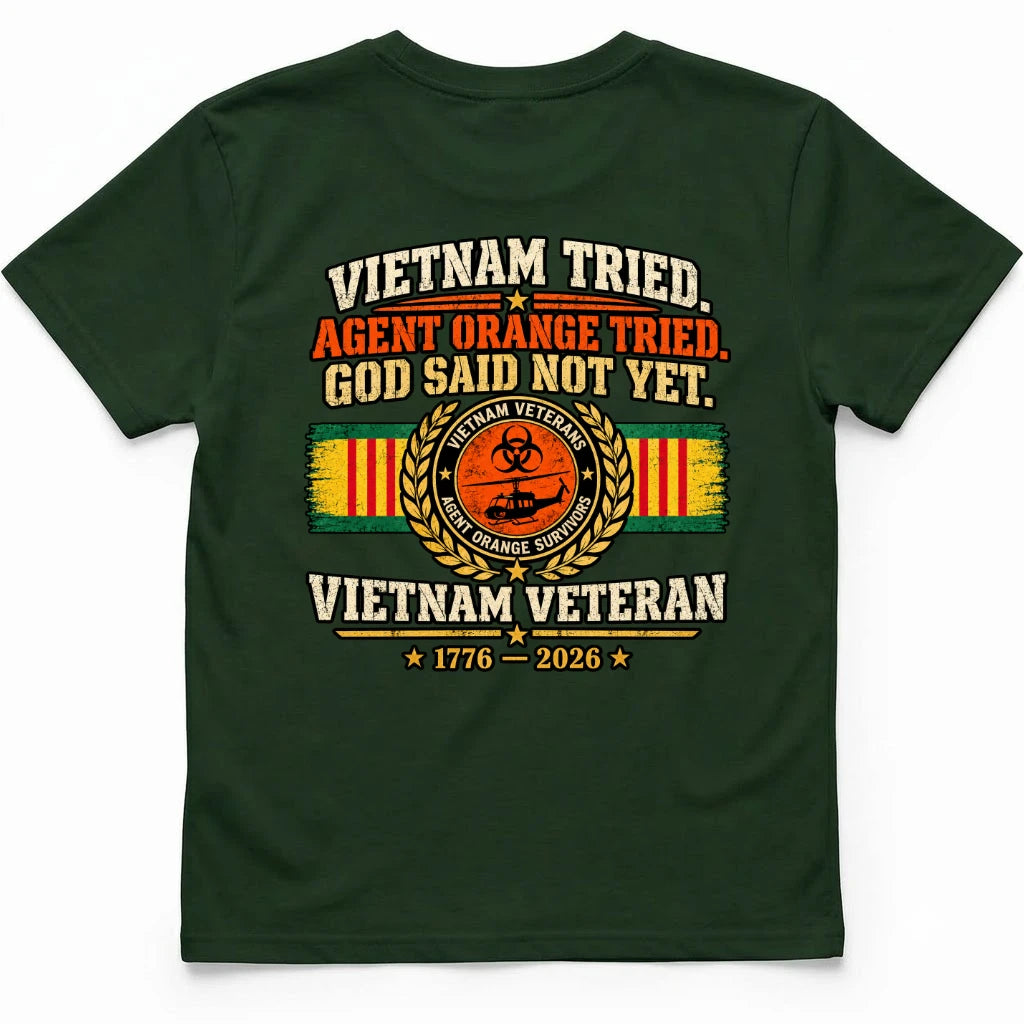 Vietnam Tried Back Print T Shirt Back Print – Jungle Green by OLDMANVET