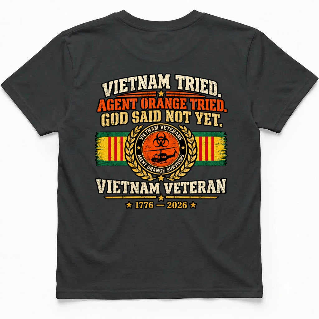 Vietnam Tried Back Print T Shirt Back Print – Mekong Gray by OLDMANVET