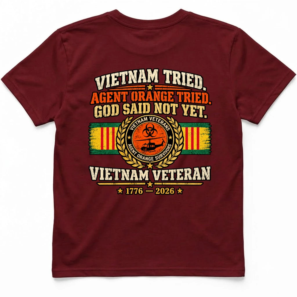 Vietnam Tried Back Print T Shirt Back Print – Napalm Red by OLDMANVET