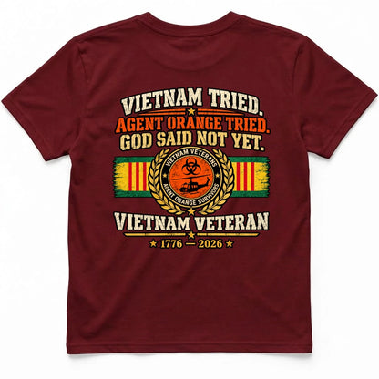 Vietnam Tried Back Print T Shirt Back Print – Napalm Red by OLDMANVET