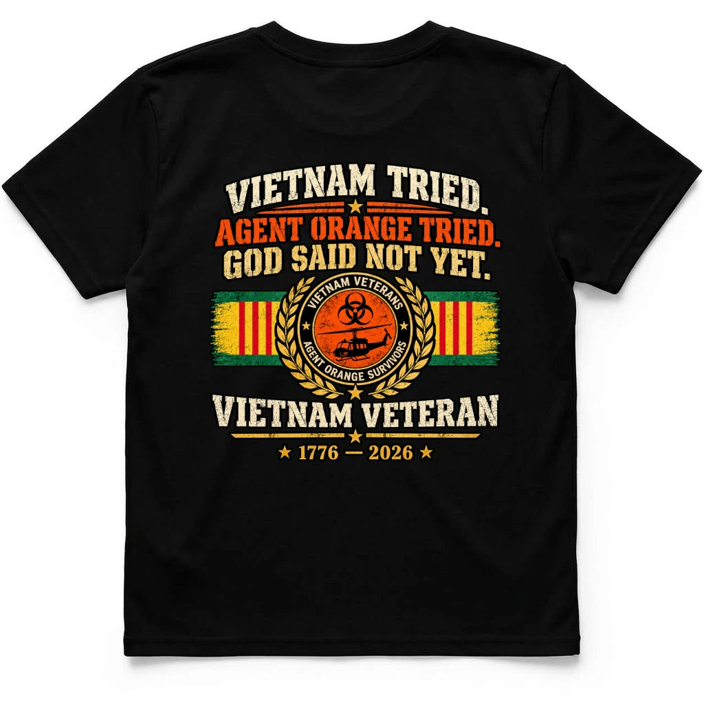 Vietnam Tried Back Print T Shirt Back Print – Agent Orange Black by OLDMANVET