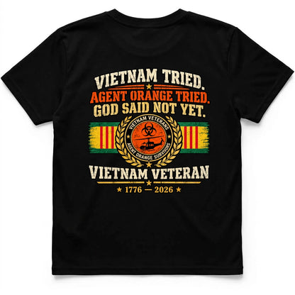 Vietnam Tried Back Print T Shirt Back Print – Agent Orange Black by OLDMANVET